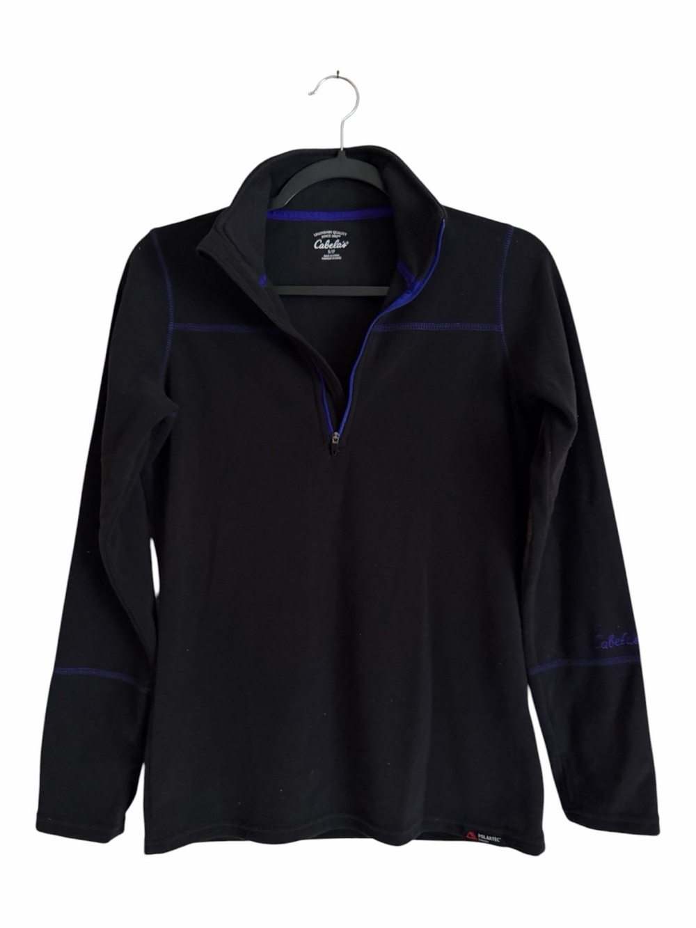 Cabela's Women’s Black Zip-Neck Polartec Fleece with indigo trim